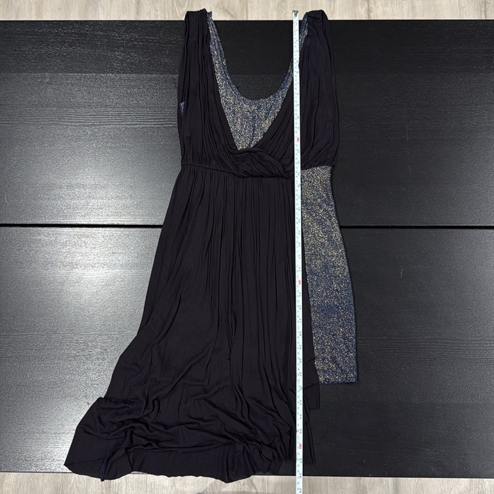 Free People Eleanor Blue and Black Asymmetrical Draped Mini Dress - XS - Picture 10 of 14